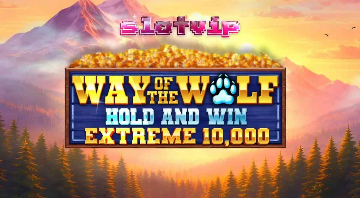 Pemandangan atmosferik slot Way of the Wolf Hold and Win Extreme 10,000 dengan latar belakang hutan bulan